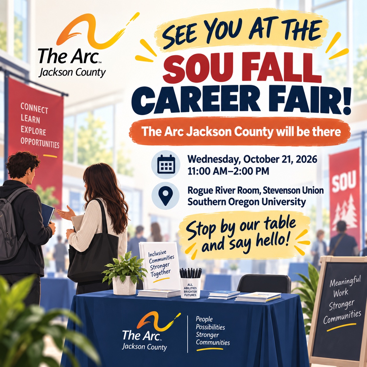 English flyer for The Arc Jackson County at the SOU Fall Career Fair